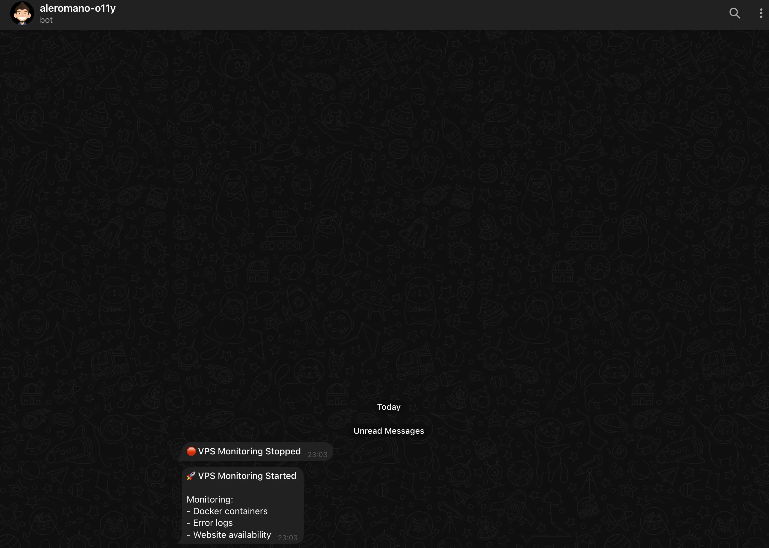 Bot Telegram che invia una notifica di avvio