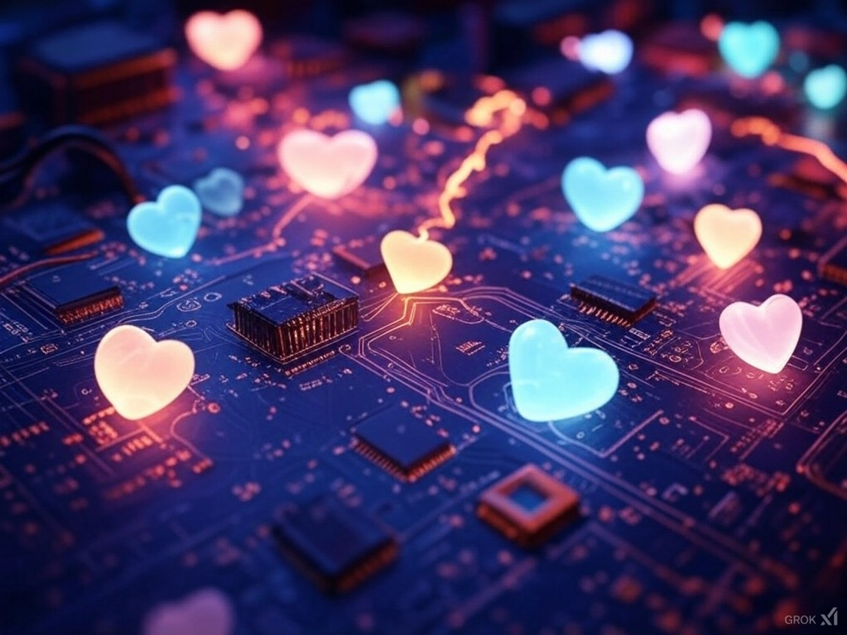 Hearts soldered on a motherboard