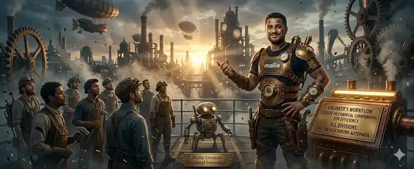 A manager and engineering team collaborating with AI tools