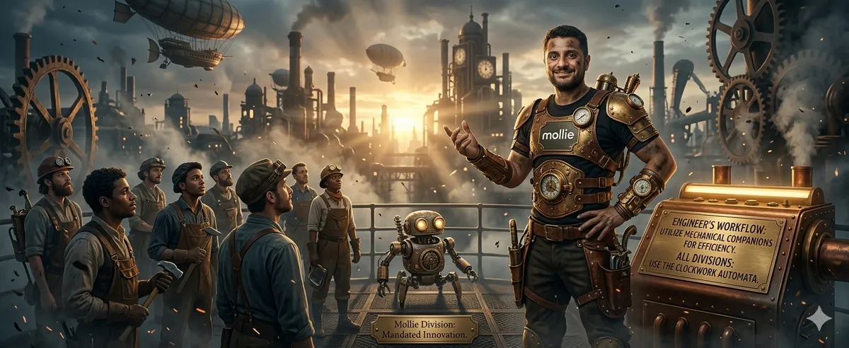 A manager and engineering team collaborating with AI tools